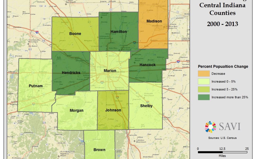 Population Growth in Central Indiana