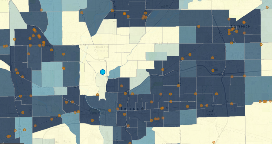 preview of map showing access to food retailers