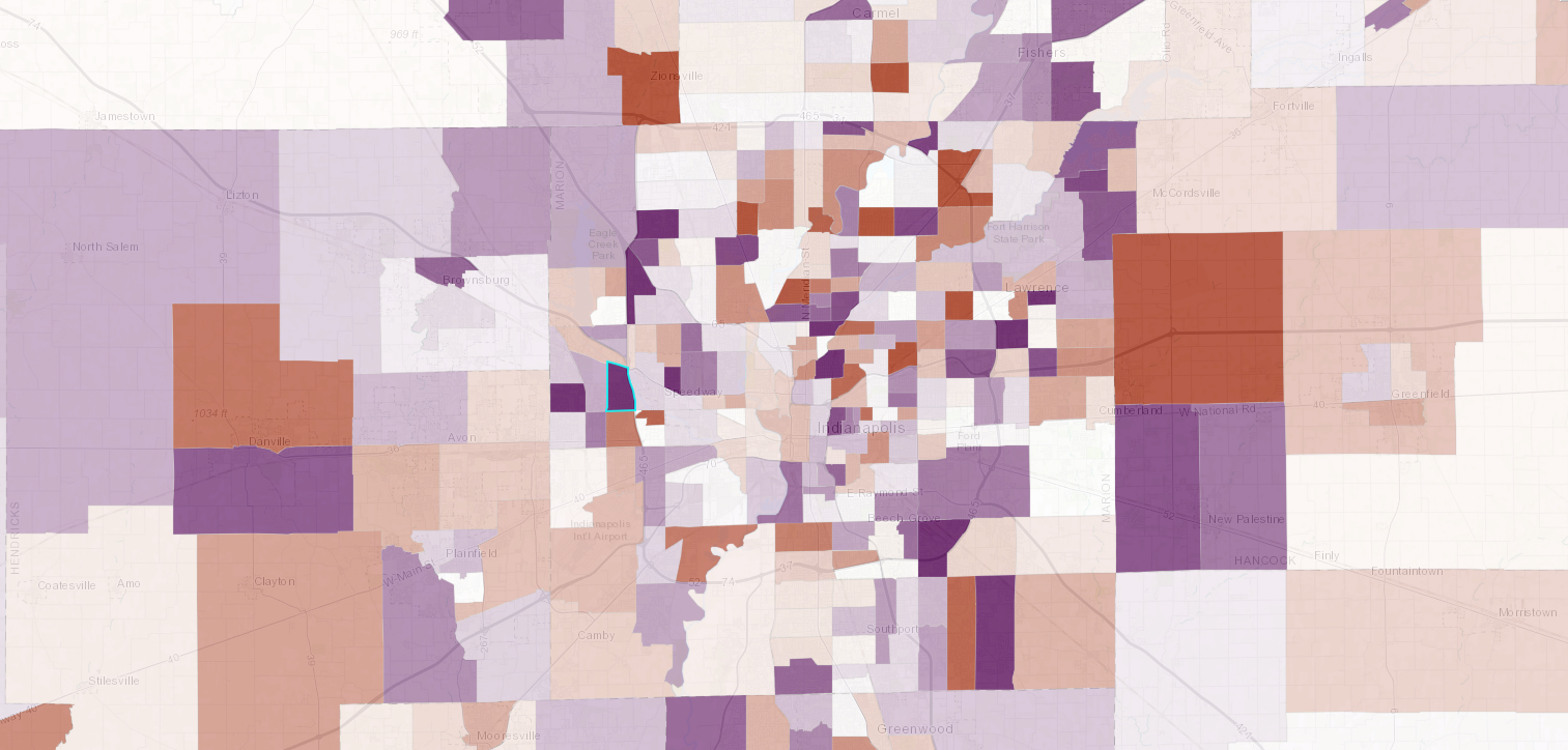 Indy Neighborhoods with Fastest Changing Income Diversity